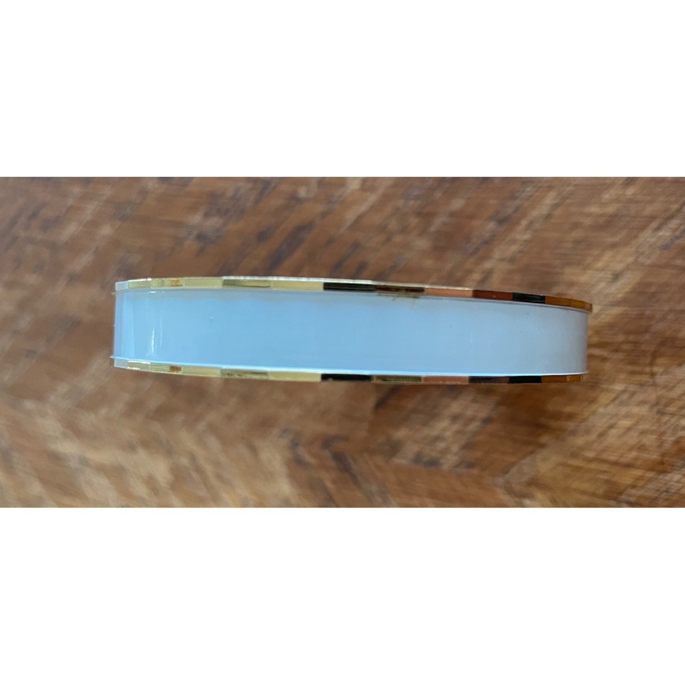 Monet Vintage Gold Tone White Enamel Bangle Bracelet Signed Minimalist